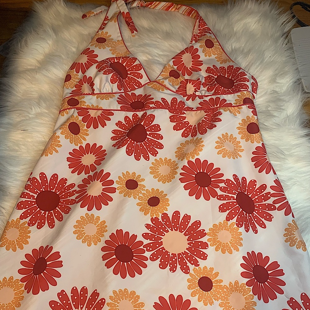 Reversible floral halter dress
